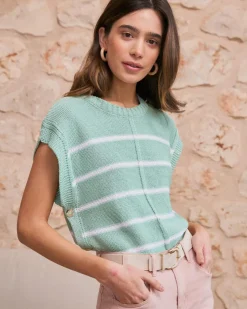 Top Rayas Verde Agua