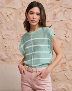 Top Rayas Verde Agua