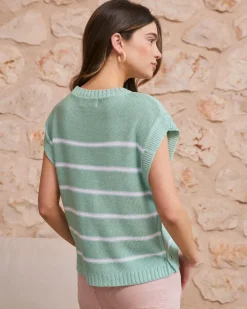 Top Rayas Verde Agua
