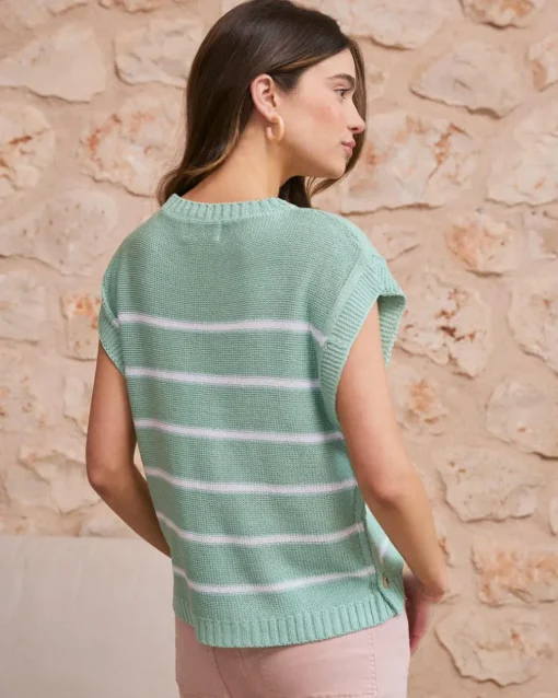 Top Rayas Verde Agua