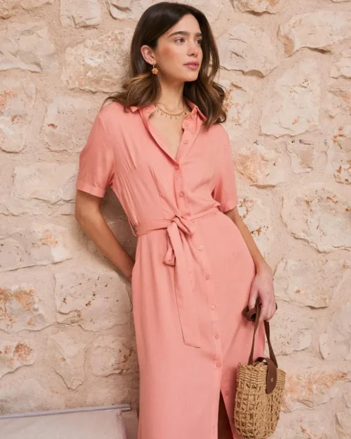 Vestido Camisero Coral