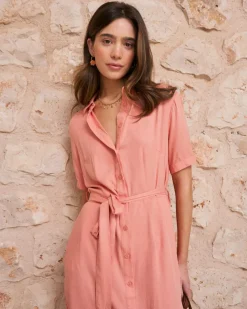 Vestido Camisero Coral