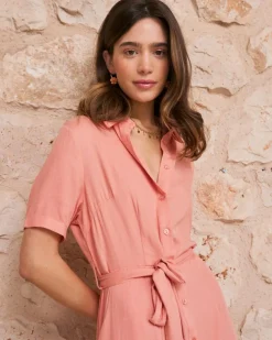 Vestido Camisero Coral