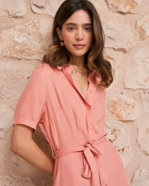 Vestido Camisero Coral