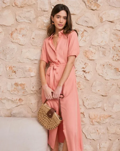 Vestido Camisero Coral