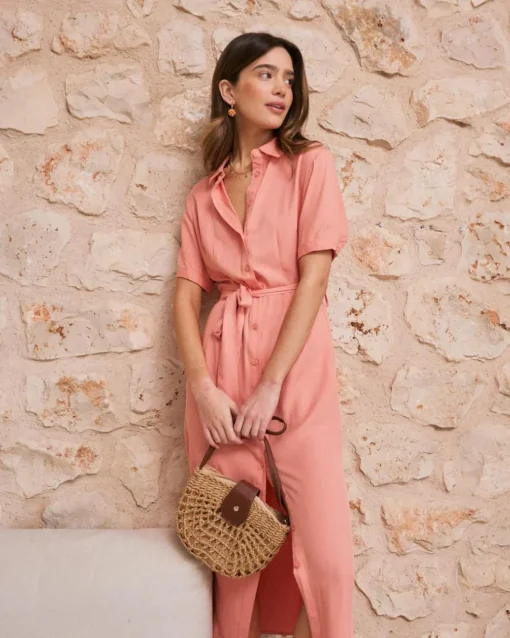 Vestido Camisero Coral